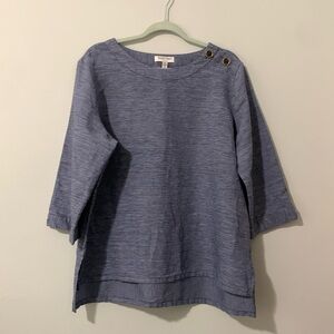 Ellen Tracy Linen High Low Hem 3/4 Sleeve Shirt